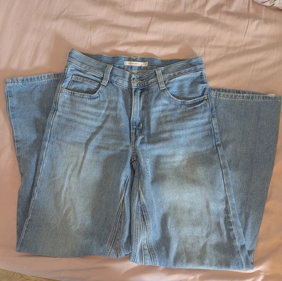 Light Blue Wide-Leg Jeans - Picture 1 of 4